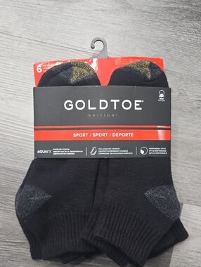 Gold Toe Black Low-Cut Athletic Socks with Gold Accent
